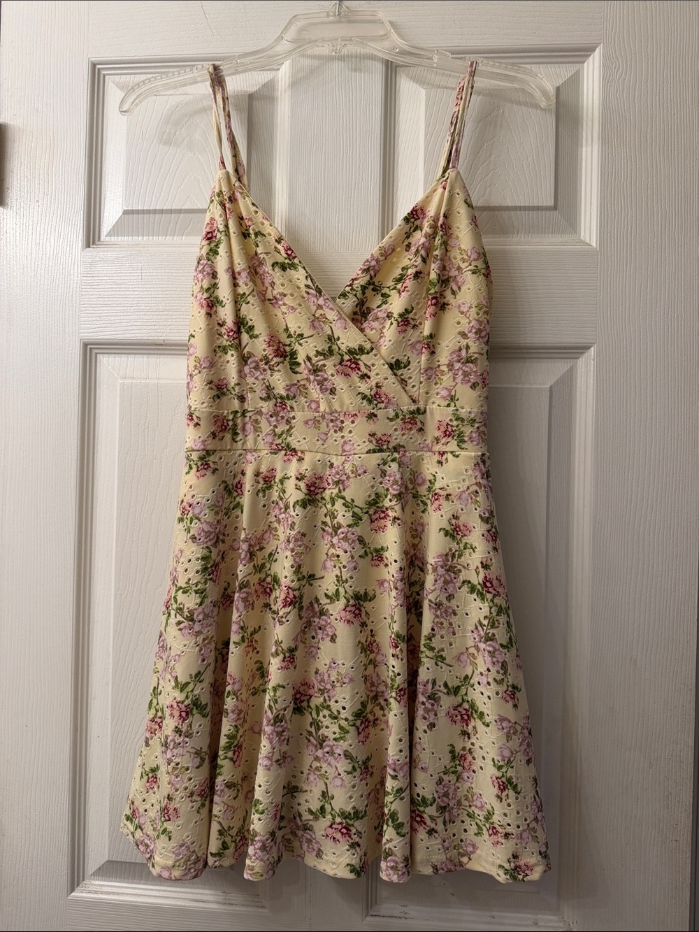 J for Justify Cream Floral V-Neck Spaghetti Strap Mini Dress